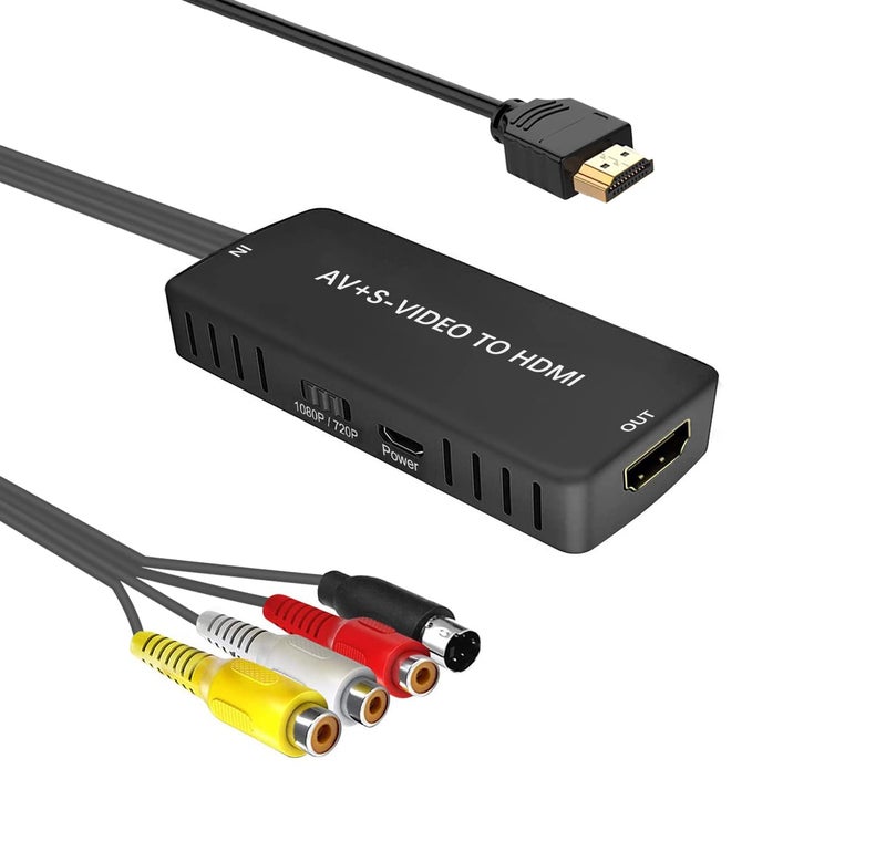 LVY RCA Composite Video and Svideo to HDMI Converter, Resolution 1080P/ 720P Compatible with WII/WII U, PS1/ 2/3, STB, Xbox, VHS, VCR, Blue-Ray DVD Players - Image 1